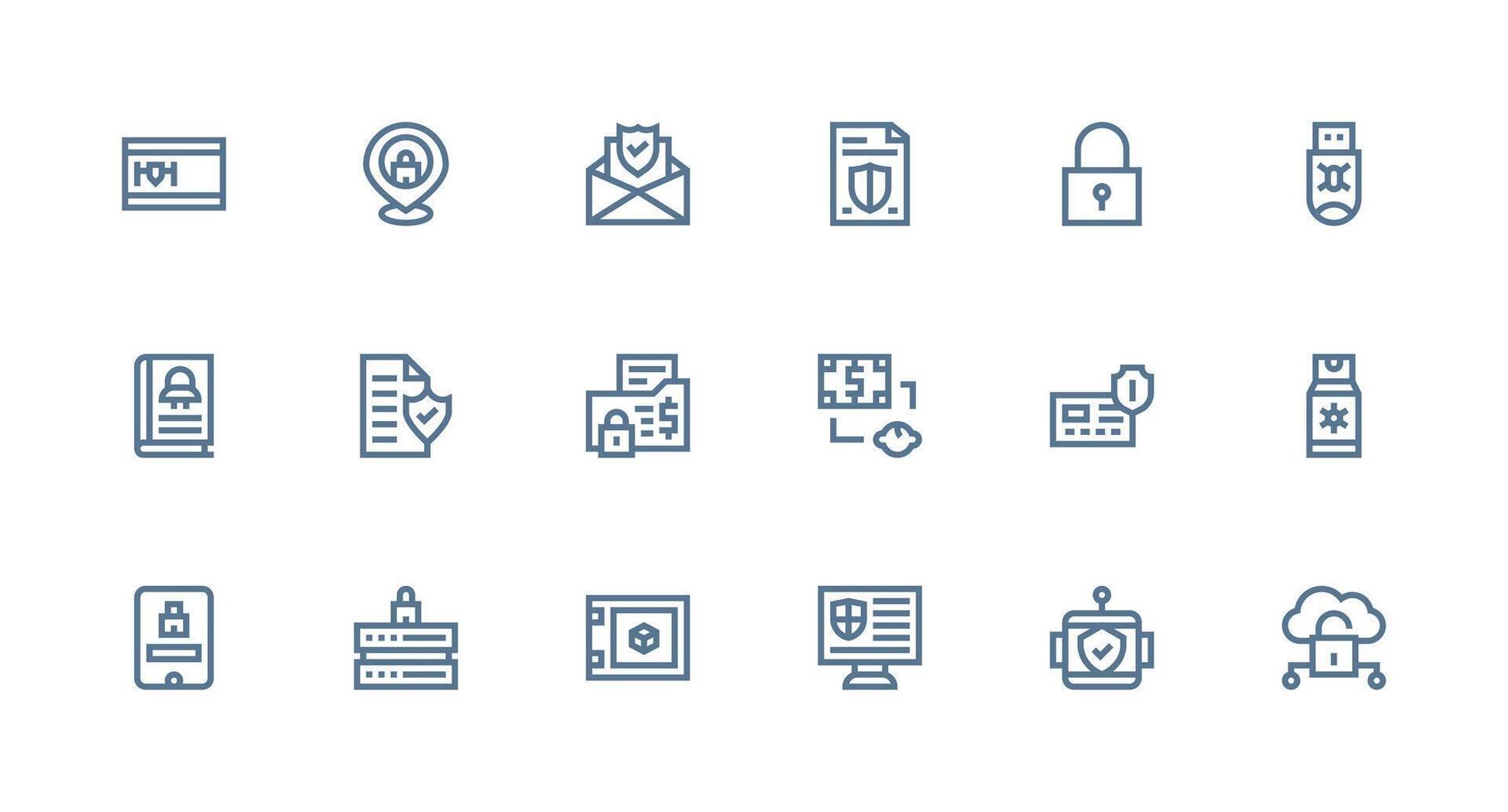 Strong Stroke Line Icons from Encrypted Set with 18 Vectors General Use Icon Pack