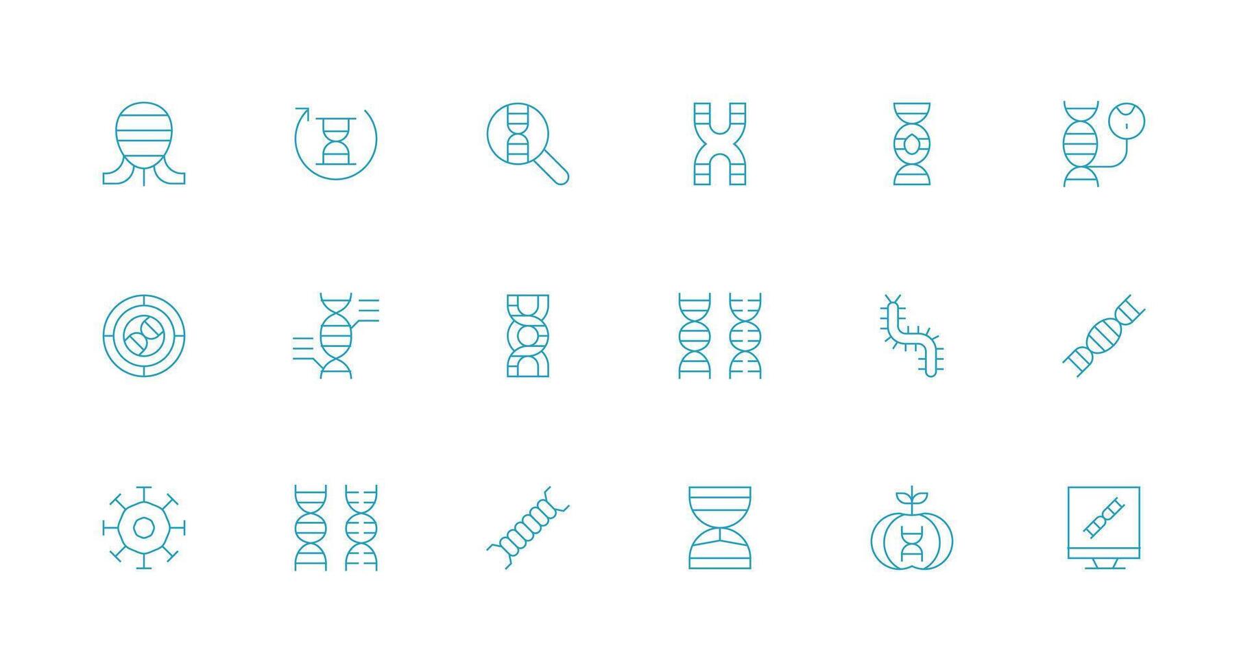 Biotechnology Icon Collection with 18 Minimal Line Designs Clean Icon Collection for Web Use vector