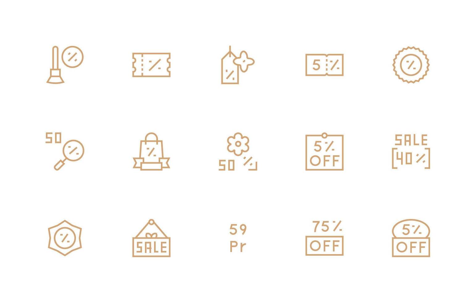 Regular Line Style Markdown Icons with 15 Vectors Organized Pack for Project Assets