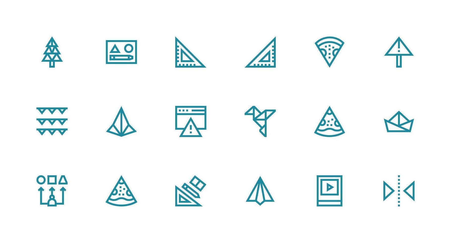 Strong Stroke Line Icons from Triangle Set with 18 Vectors Versatile Icon Collection for Designers