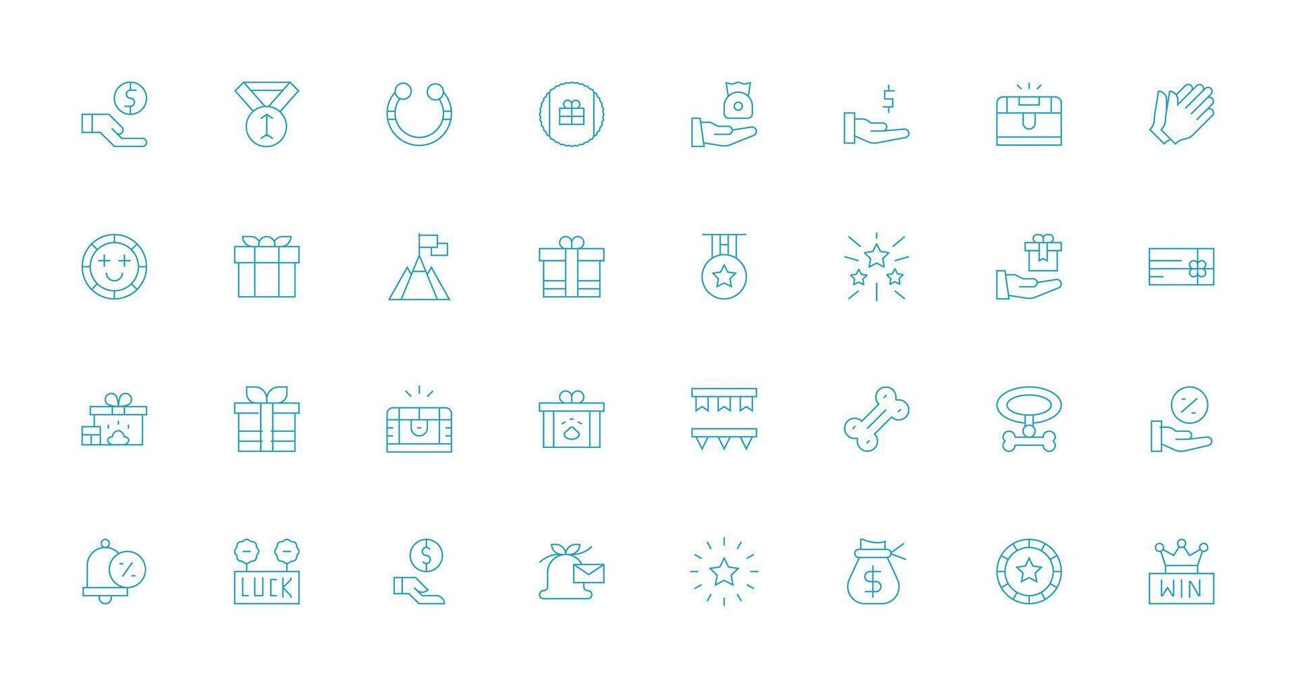 Reward featuring 32 Icons in Thin Line Design Multi-Purpose Icon Set vector
