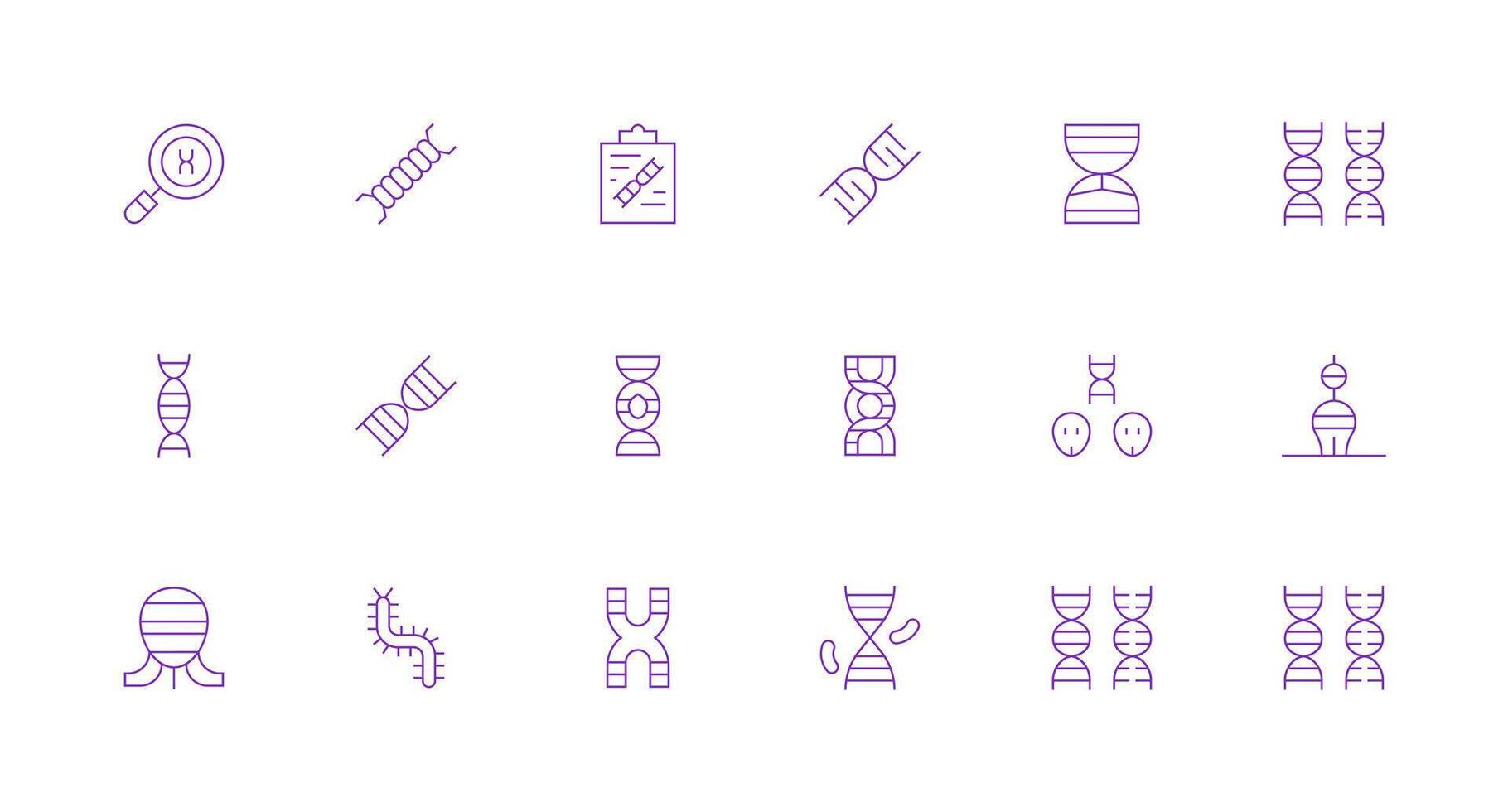 Minimal Line Style Chromosome Icons with 18 Vectors Full Icon Library for UI Designers