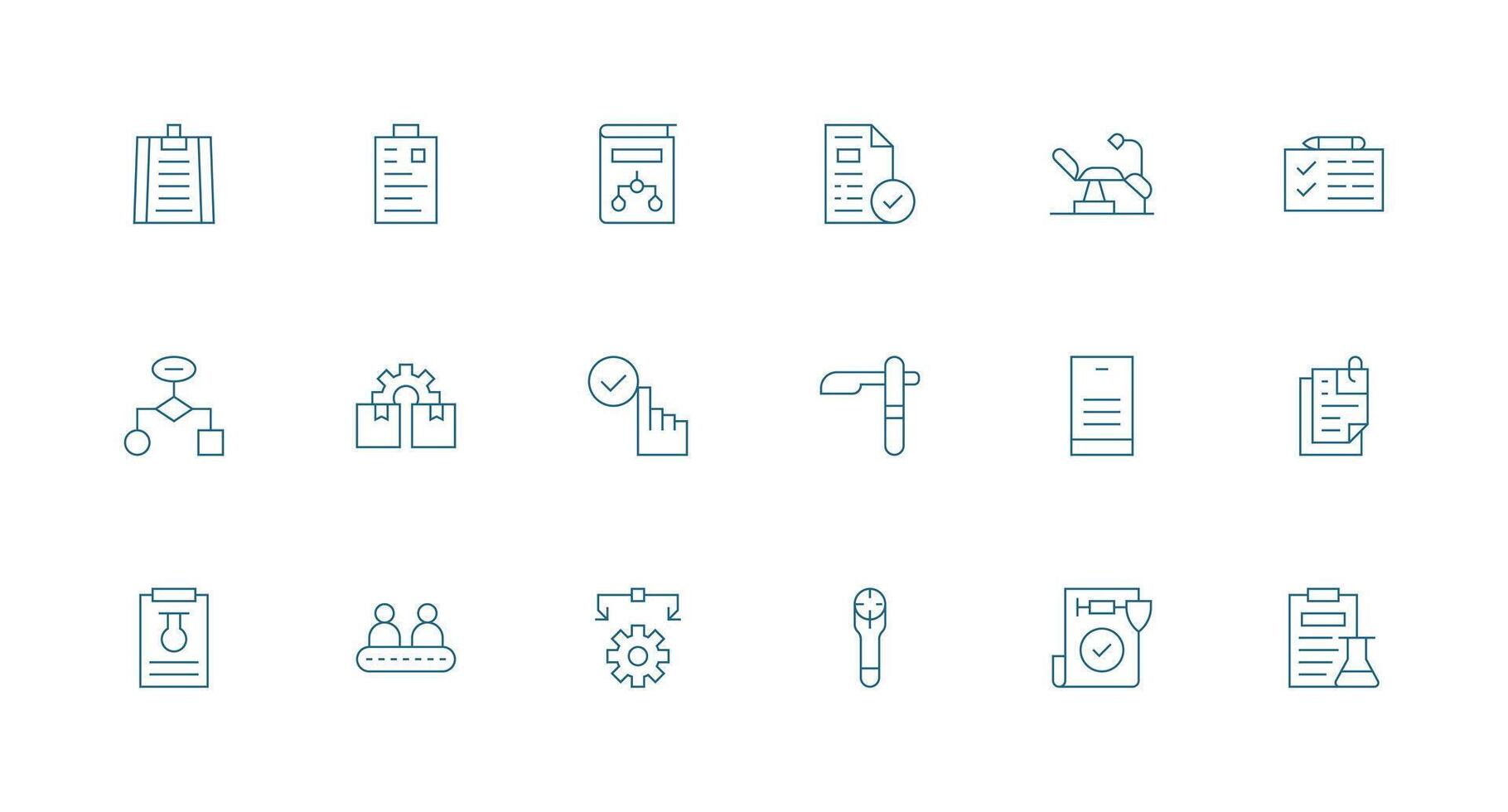 18 Minimal Line Style Icons from Procedure Collection Multi-Style Icon Collection vector