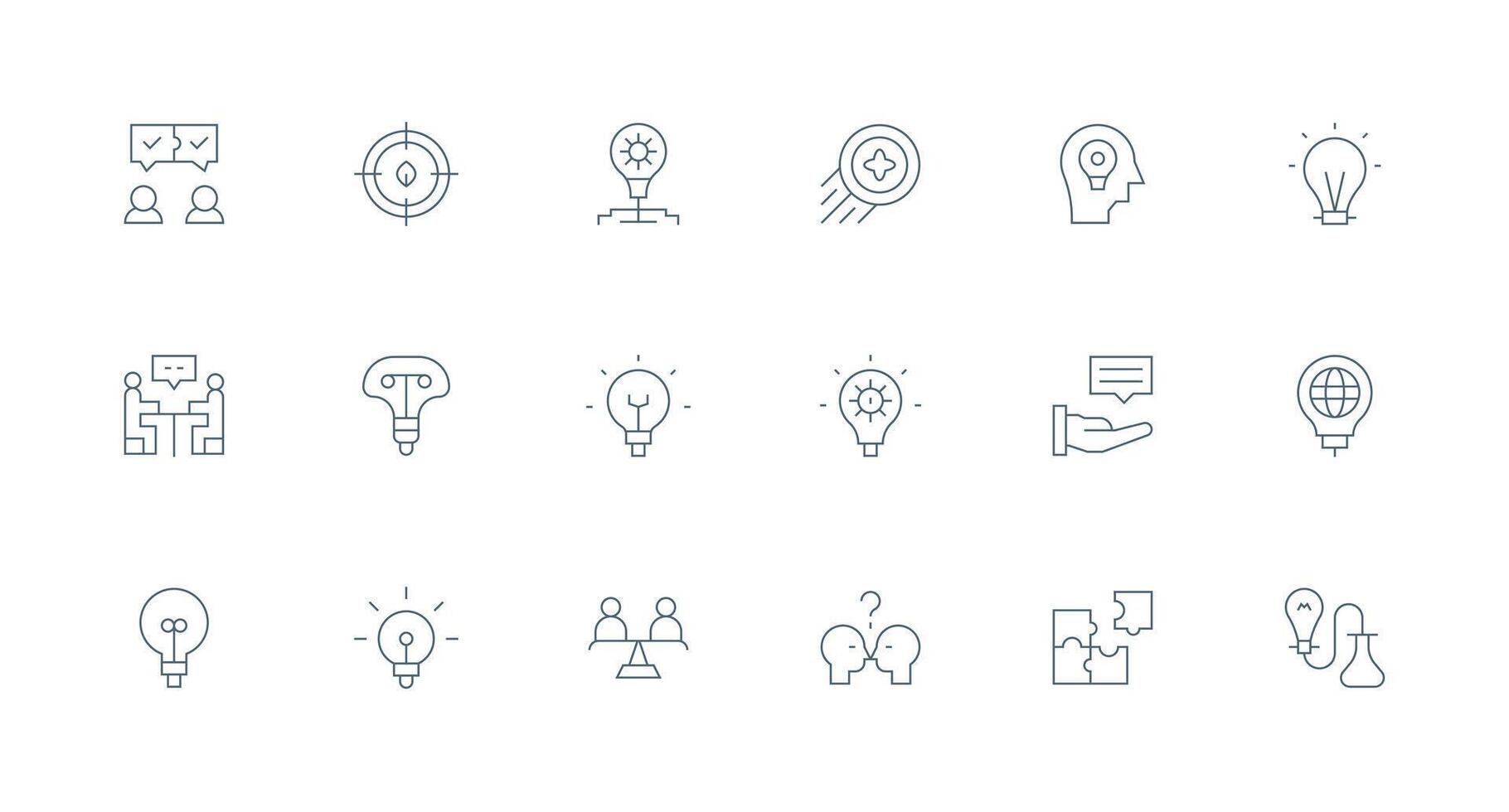 18 Icons for ProblemSolving in Minimal Line Format Essential Icon Set for Teams vector