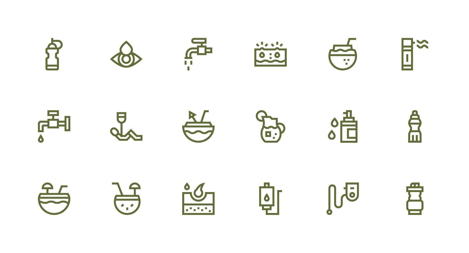 18 Strong Stroke Line Style Icons from Hydration Collection All Device Compatible Icon Set vector