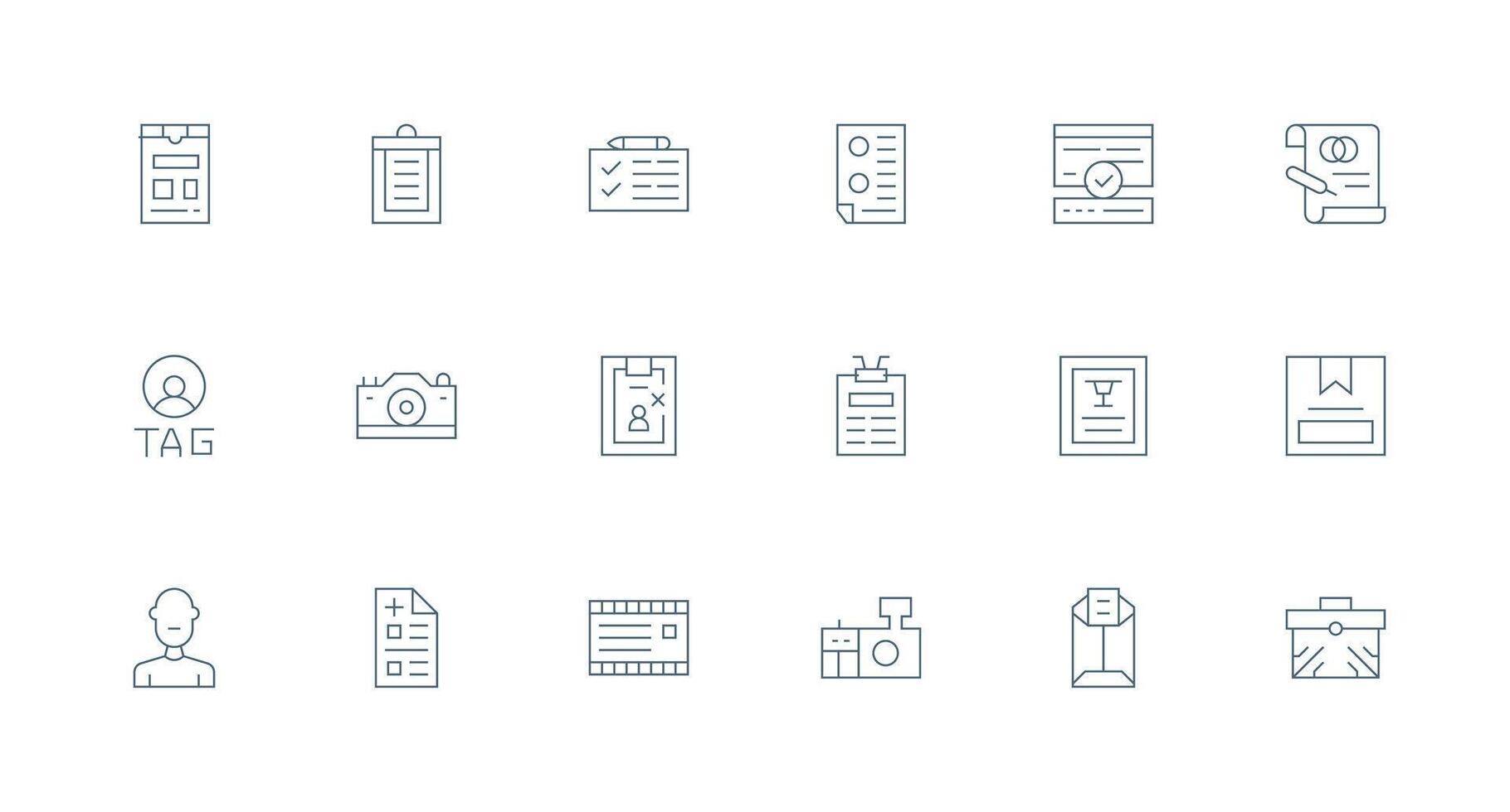 Record Design Icons featuring 18 in Minimal Line Style Web Icon Collection vector