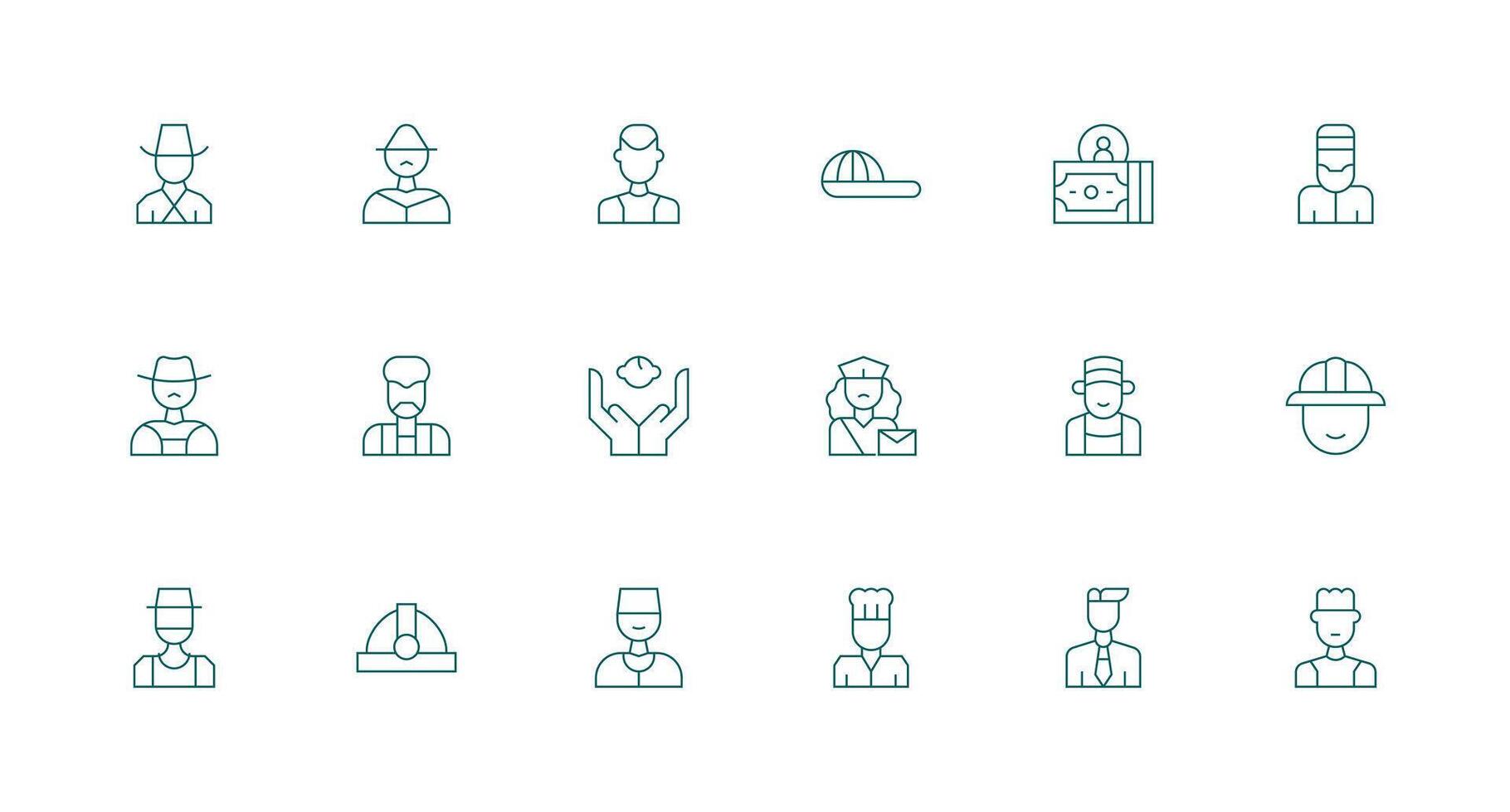 Worker Visual Pack containing 18 Minimal Line Icons Basic Icon Series vector