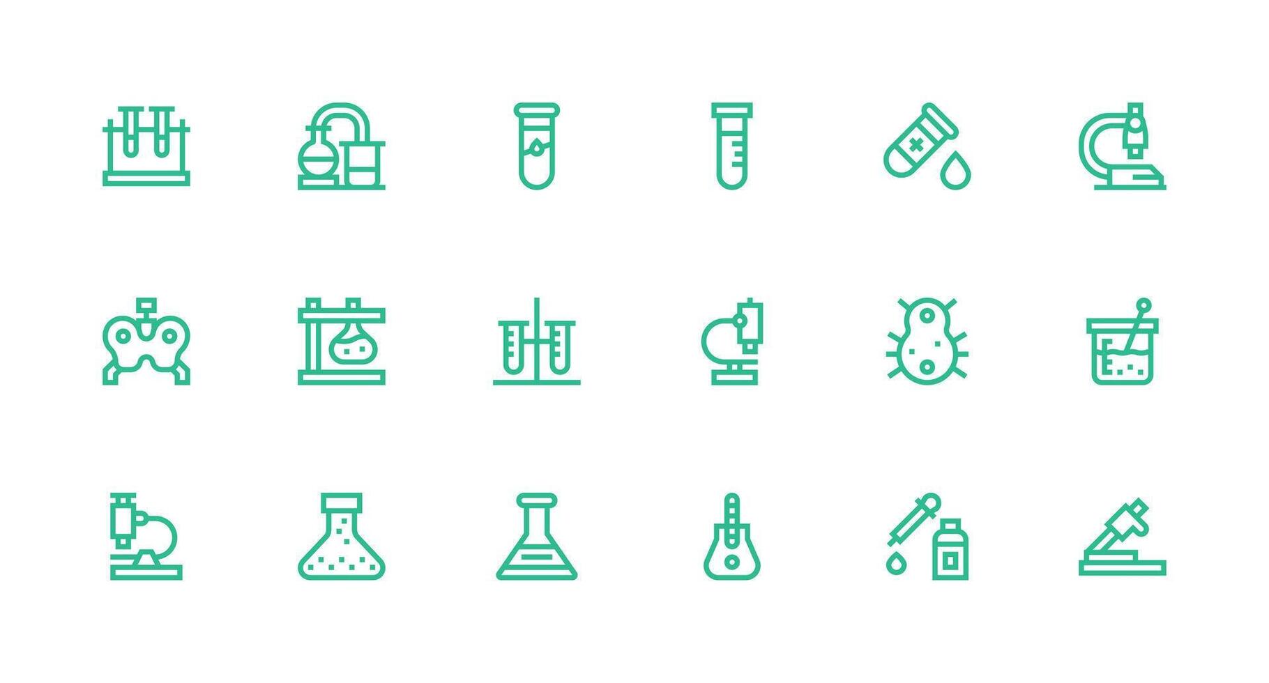 Lab Equipment Icon Set with 18 Strong Stroke Line Graphics Clean Icon Set Icon Pack for UI Projects vector