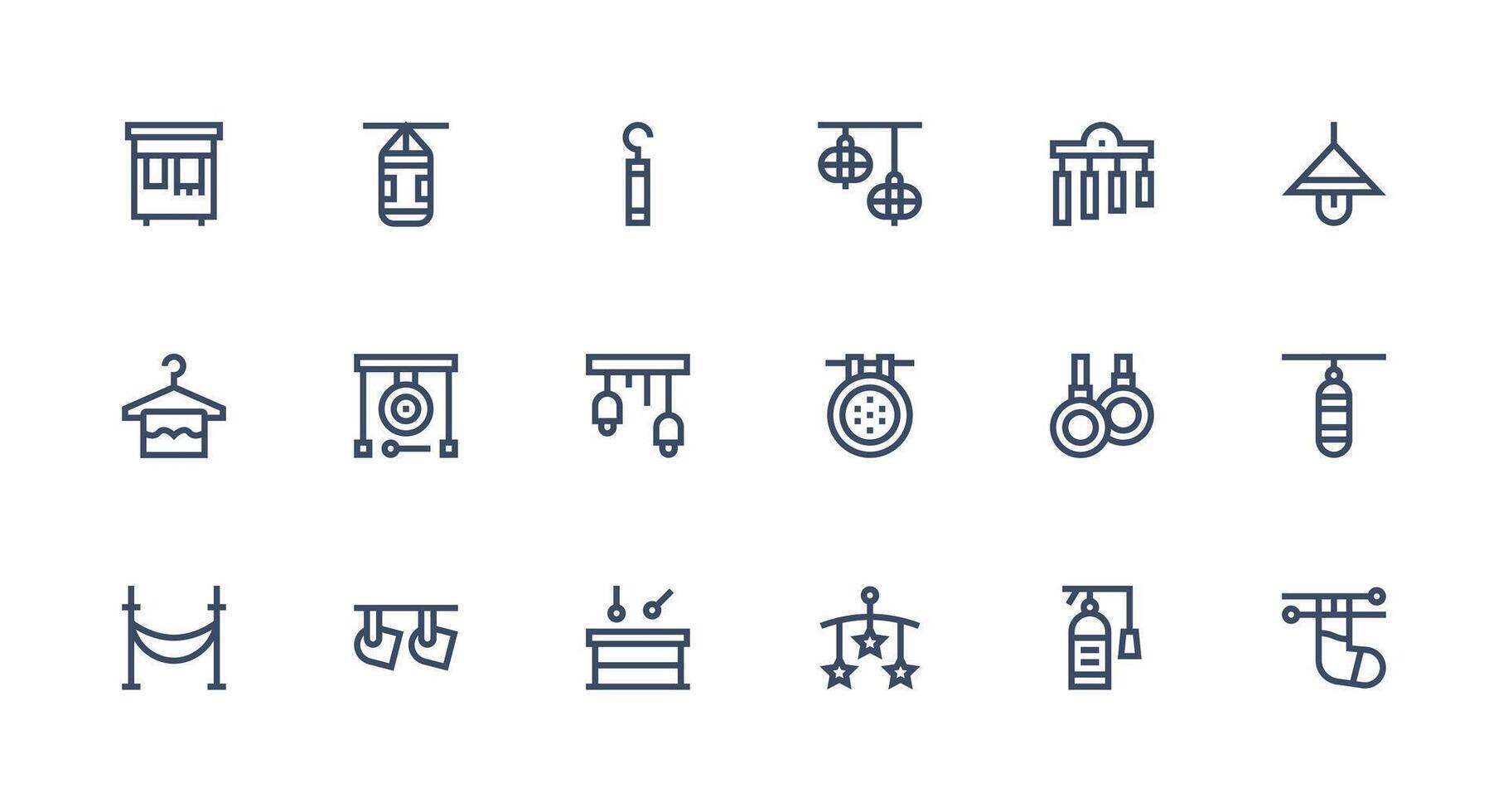 Strong Stroke Line Icons from Hanging Set with 18 Vectors Professional Icon Pack for Development Work