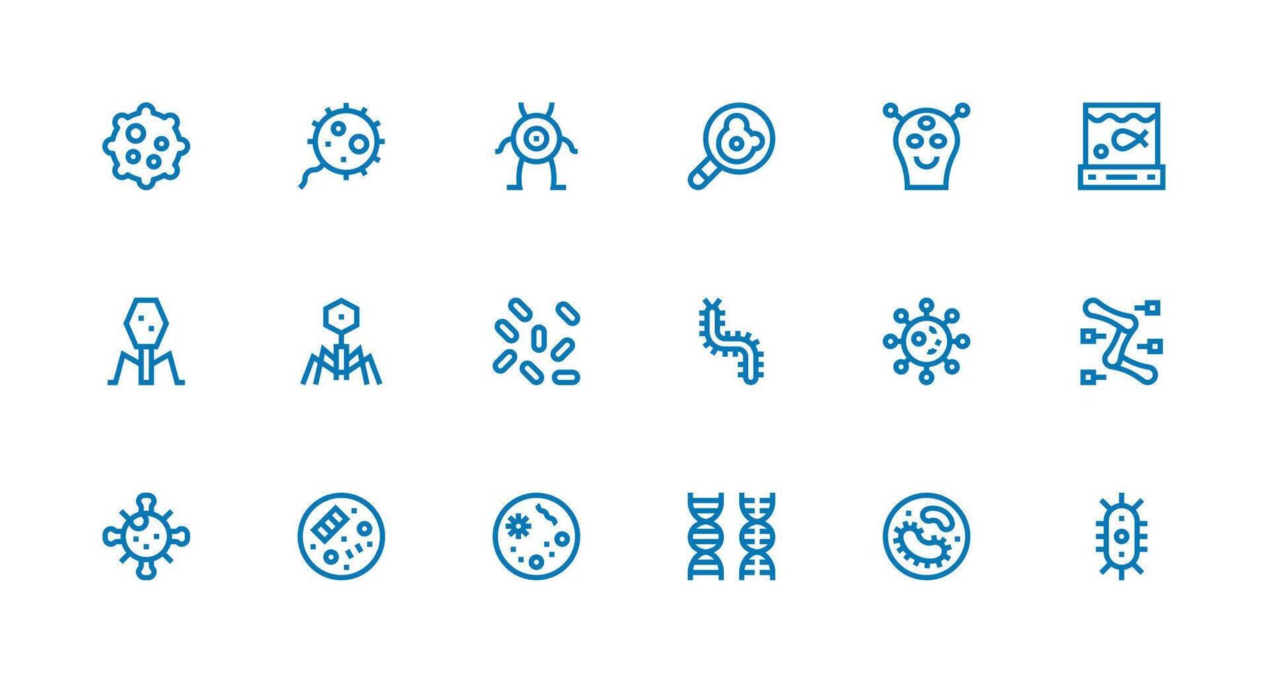 18 Strong Stroke Line Icons for Organism Graphics Fully Editable Icon Set for Web vector