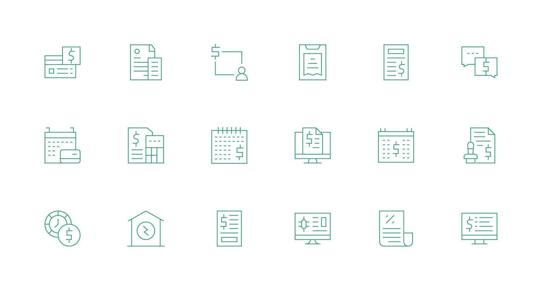 Billing Visual Pack containing 18 Minimal Line Icons Interface Icons for Daily Use vector