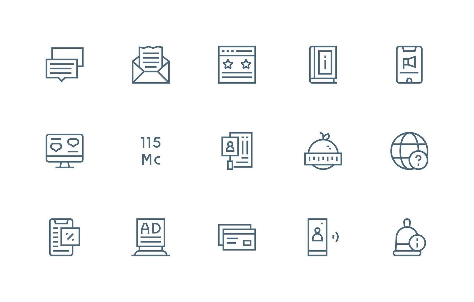 15 Icons for Info in Regular Line Format Interface Icon Collection vector