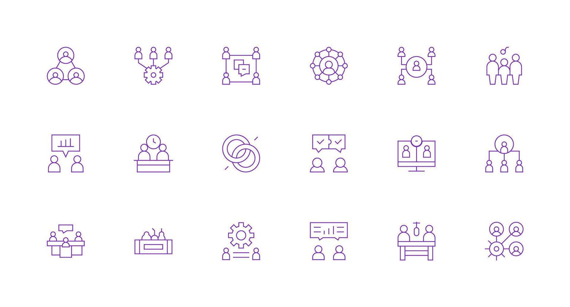 Teamwork Design Icons featuring 18 in Minimal Line Style Optimized Icon Pack for Digital Products vector