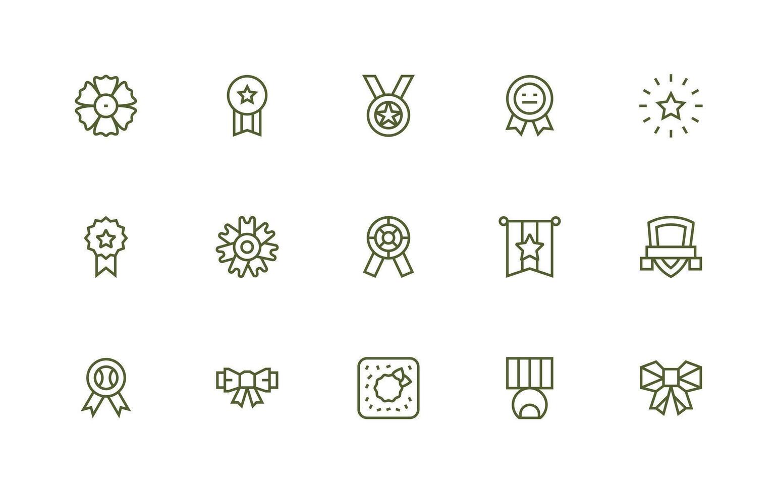 15 Distinction Icons in Regular Line Aesthetic User Interface Icons for Digital Products vector
