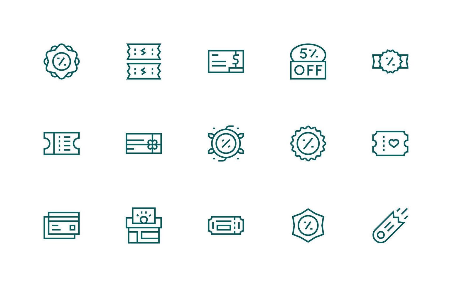 15 Regular Line Icons for Voucher Graphics Scalable Icons for All Themes vector