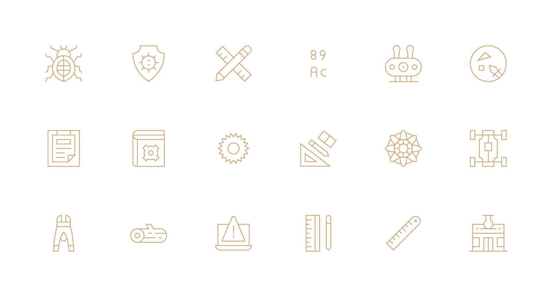 Minimal Line Style Technical Icons with 18 Vectors Icon Collection Set