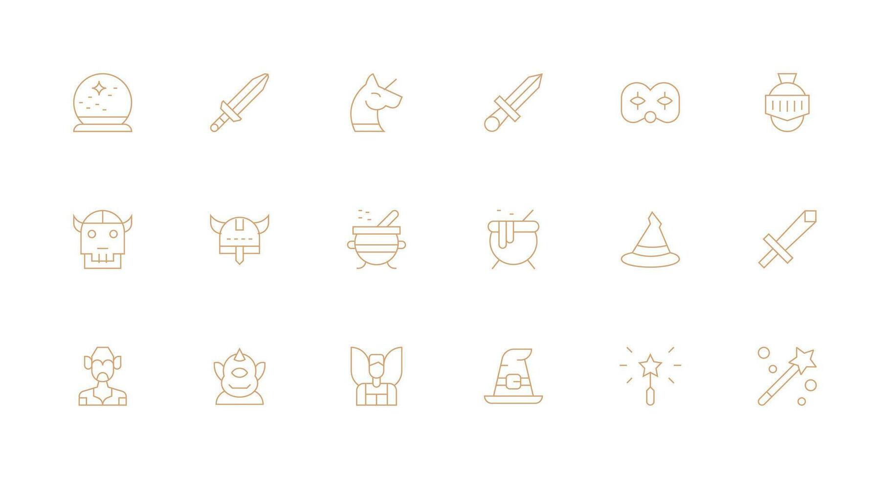 Fantasy featuring 18 Icons in Minimal Line Design User Interface Icons for Digital Products vector