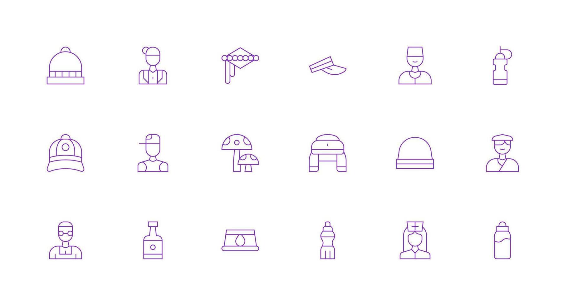 18 mínimo línea diseños para gorra íconos ui y ux enfocado icono colección vector