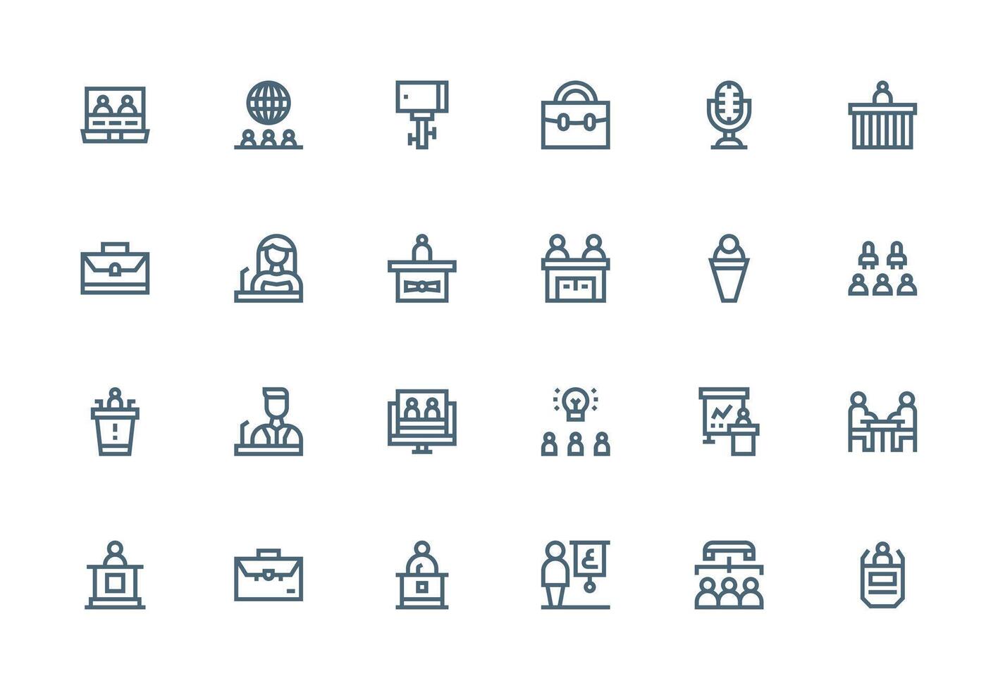 Conference Set with 24 Thick Line Line Icons Complete Icon Bundle for Web Design vector