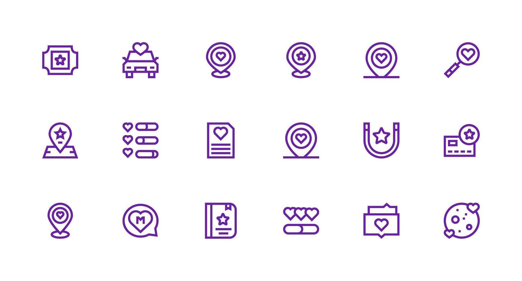 Preferred Icon Collection with 18 Strong Stroke Line Designs Scalable Icons for Cross-Platform Interfaces vector