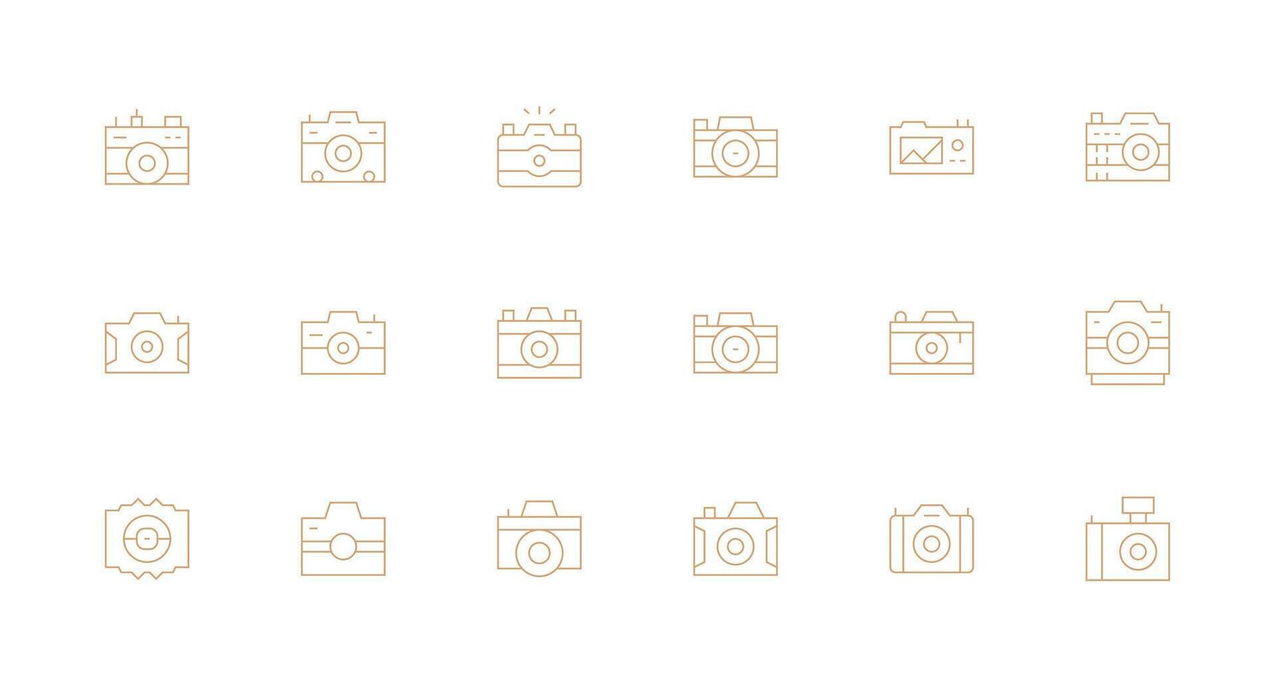 18 Minimal Line Style Icons from Snapshot Collection Basic Icon Series vector