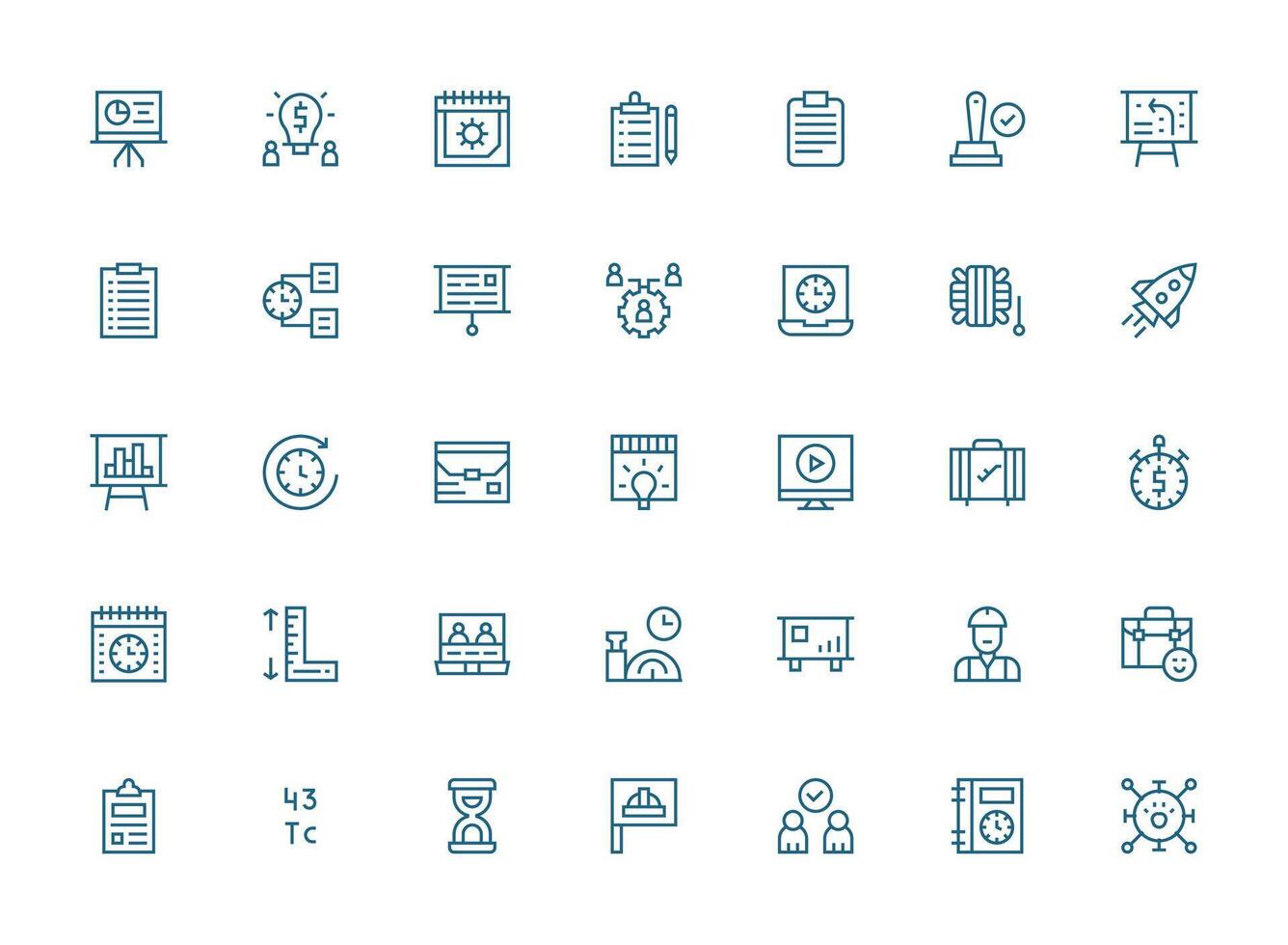 Regular Clean Line Icons from Project Set with 35 Vectors Pixel Perfect Icon Set