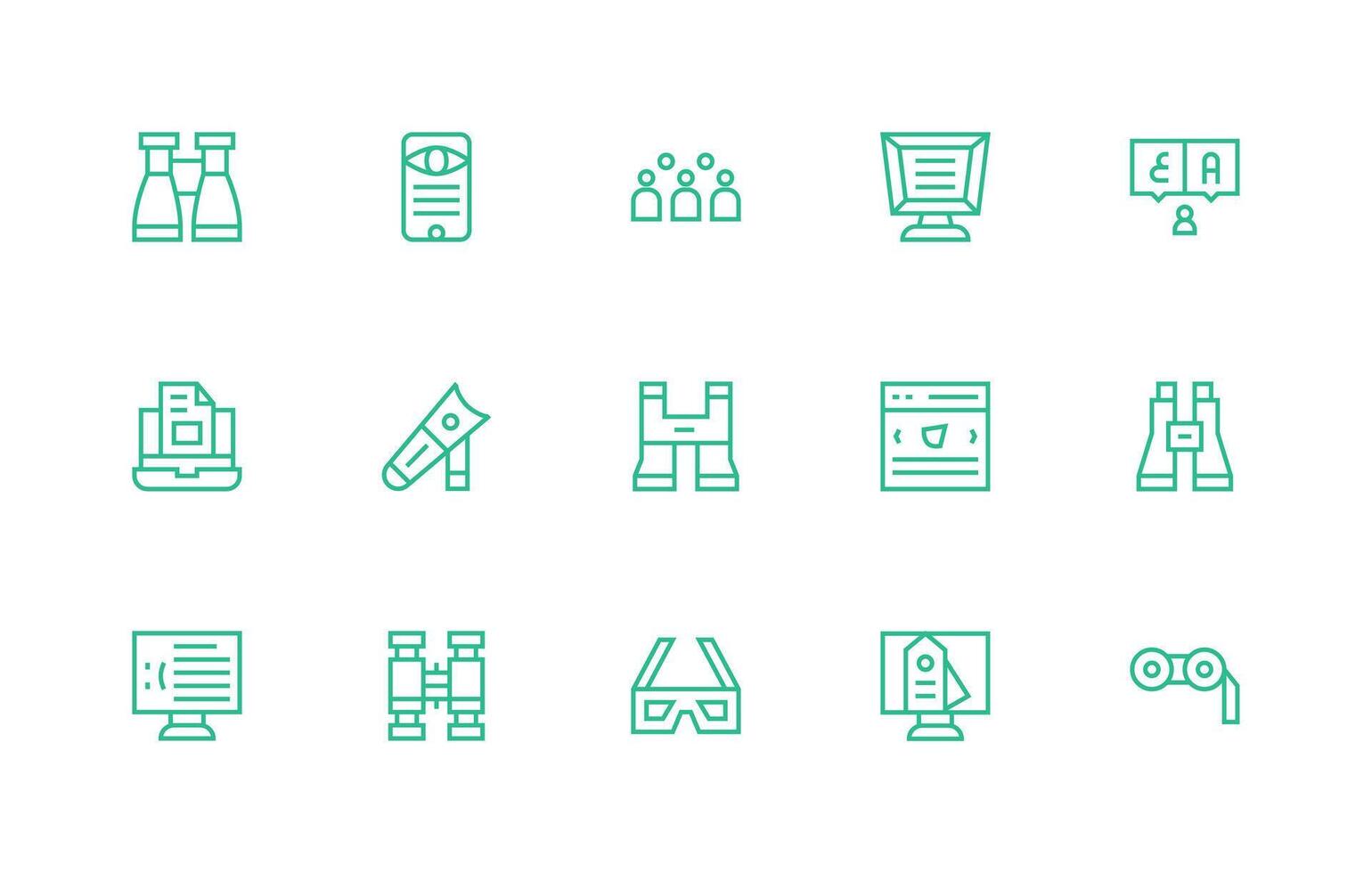 15 Regular Line Style Icons from Viewing Collection Icon Pack vector