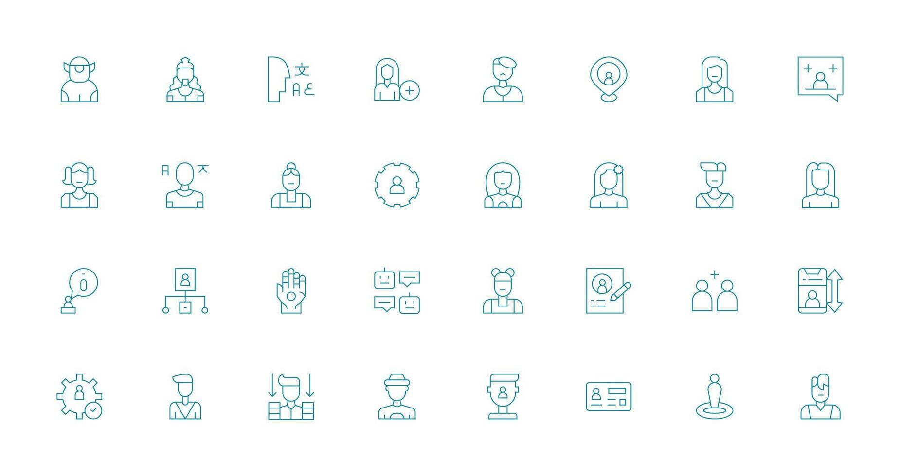 User featuring 32 Icons in Thin Line Design Icon Set for Apps vector