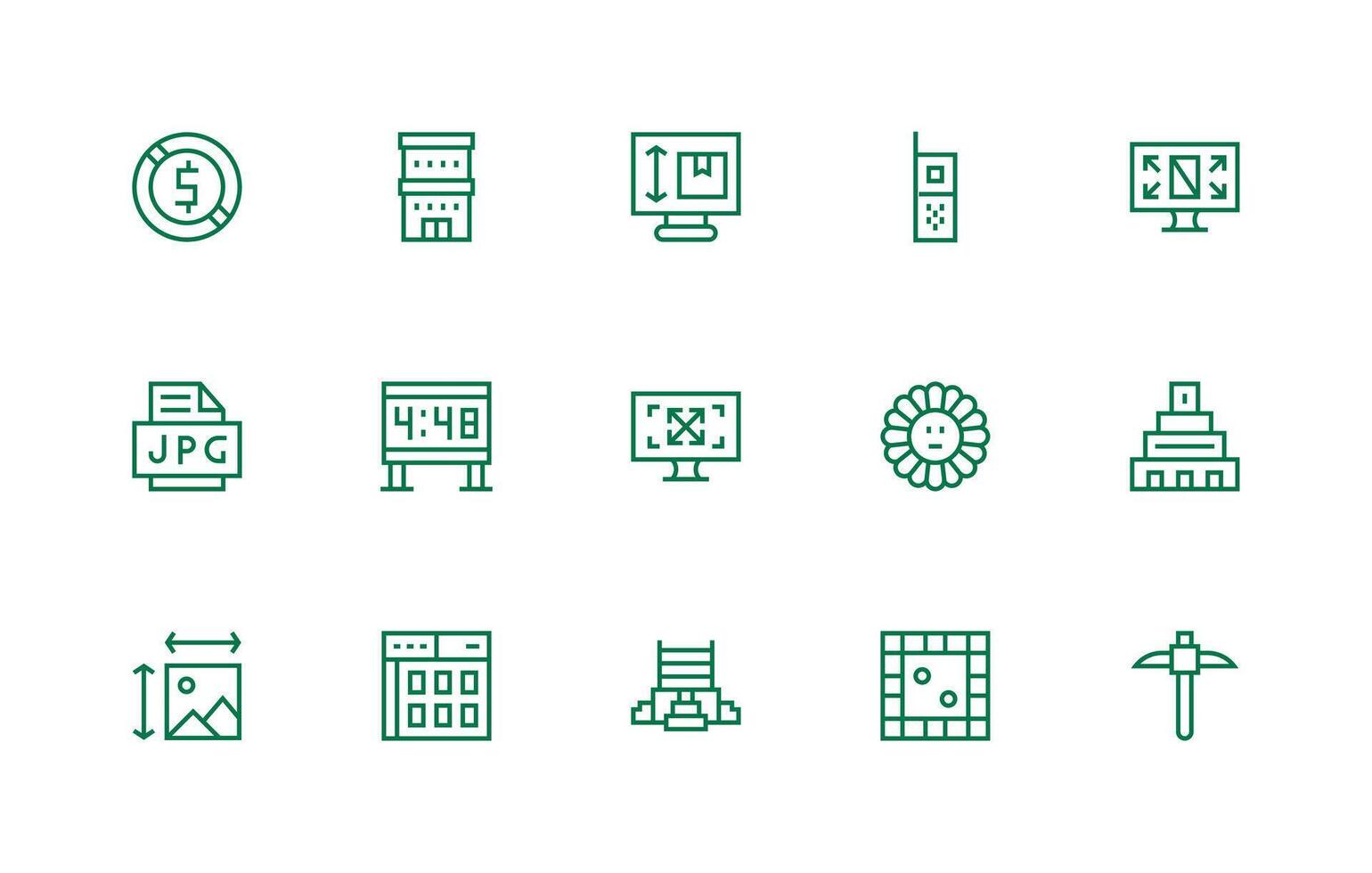 Regular Line Icons from Pixel Set with 15 Vectors Detailed Icon Collection for Design Systems