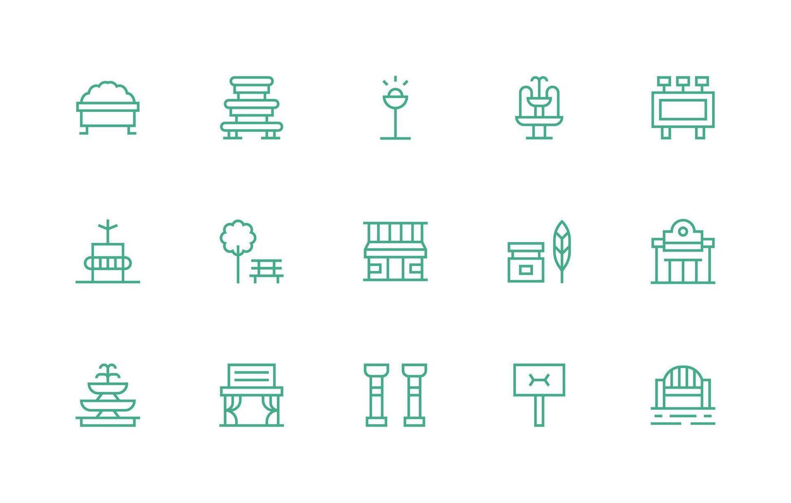 15 Regular Line Style Icons from Public Space Collection Functional Icon Series vector