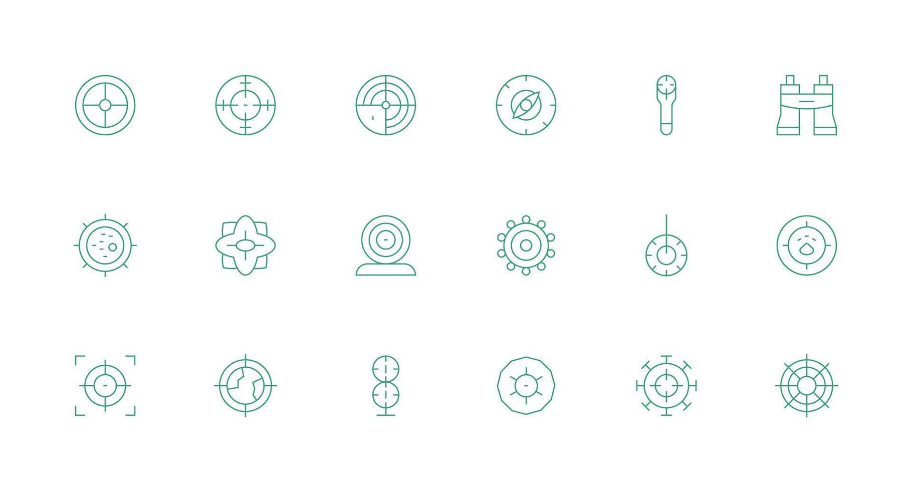Scope Visual Pack containing 18 Minimal Line Icons Multi-Style Icon Collection vector