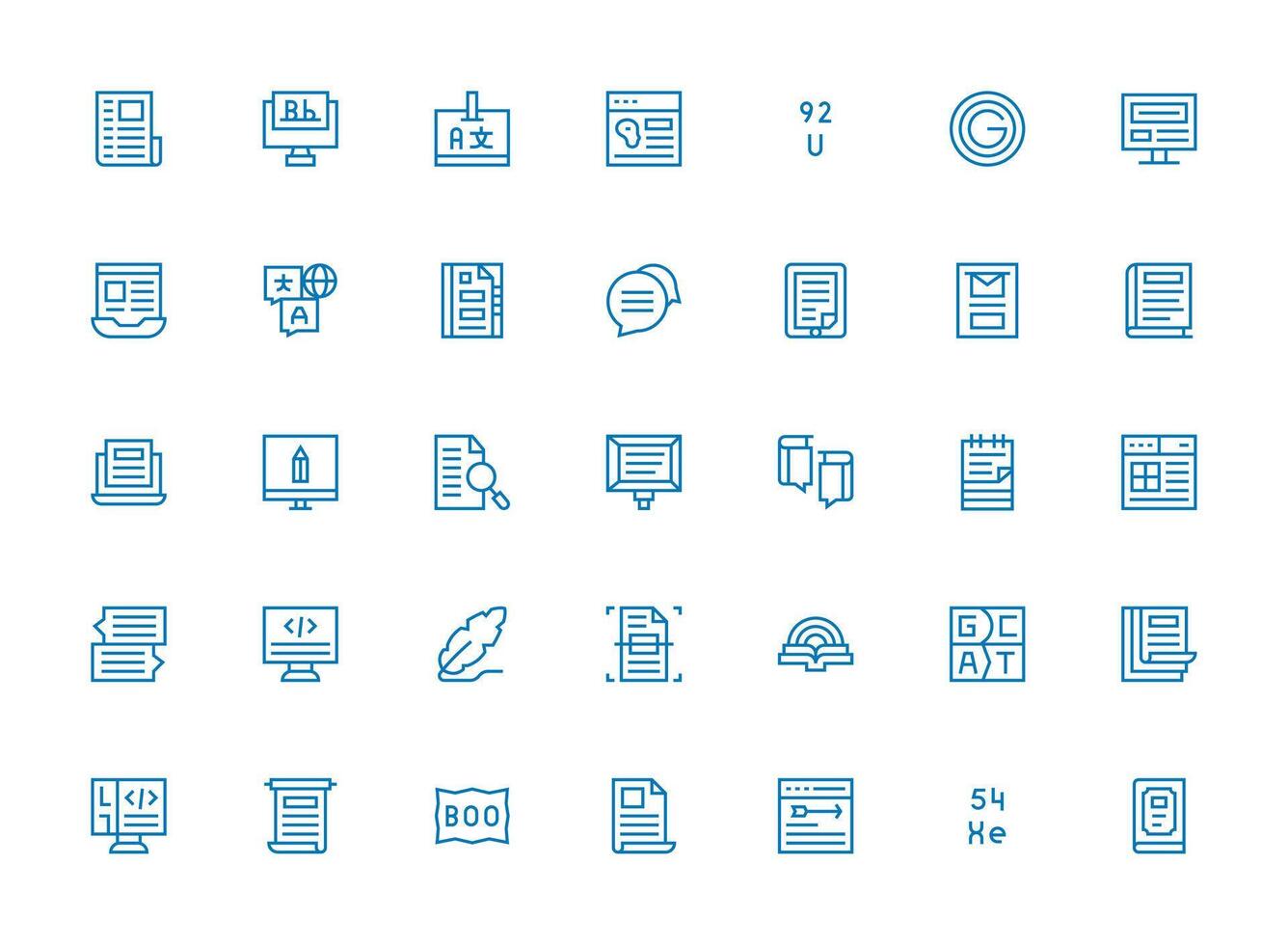35 Regular Clean Line Style Icons from Text Collection Multi-Style Icon Collection vector