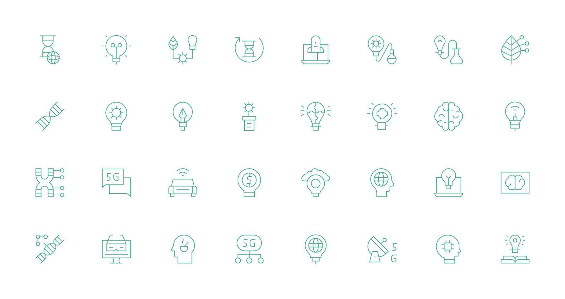 32 Icons for Innovation in Thin Line Format Essential Icon Collection vector