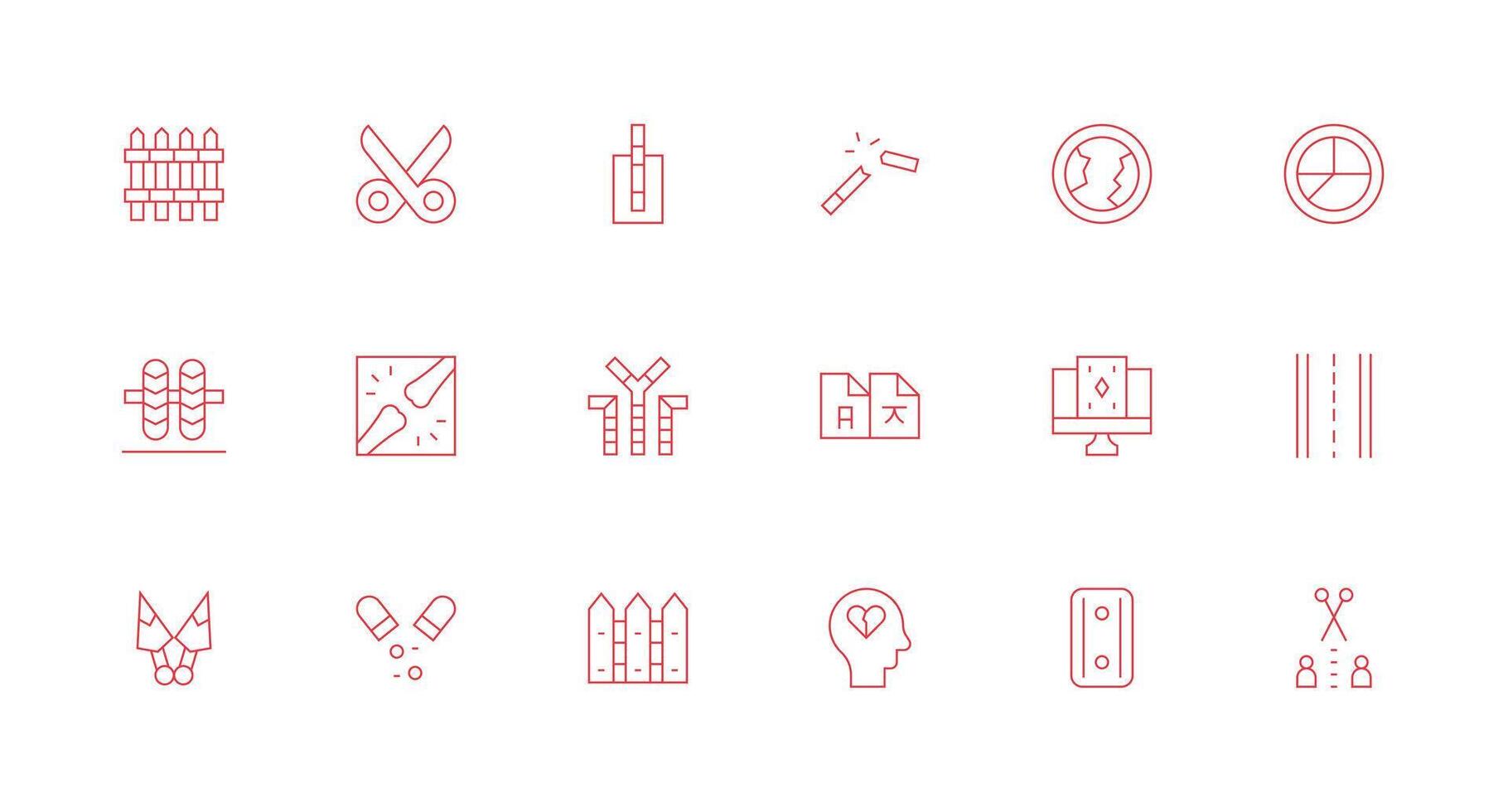 Minimal Line Icons from Split Set with 18 Vectors High-Quality Icon Pack