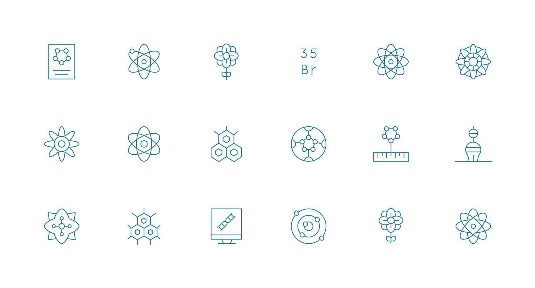 Molecule Icon Set with 18 Minimal Line Graphics Clean Icon Set Icon Pack for UI Projects vector