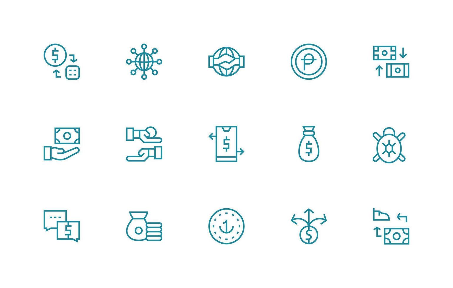 15 Regular Line Icons for Exchange Graphics Quick Access Icons for UI Development vector