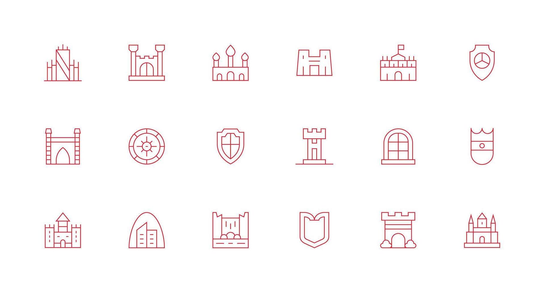 18 Icons for Fortress in Minimal Line Format UI Icon Set vector