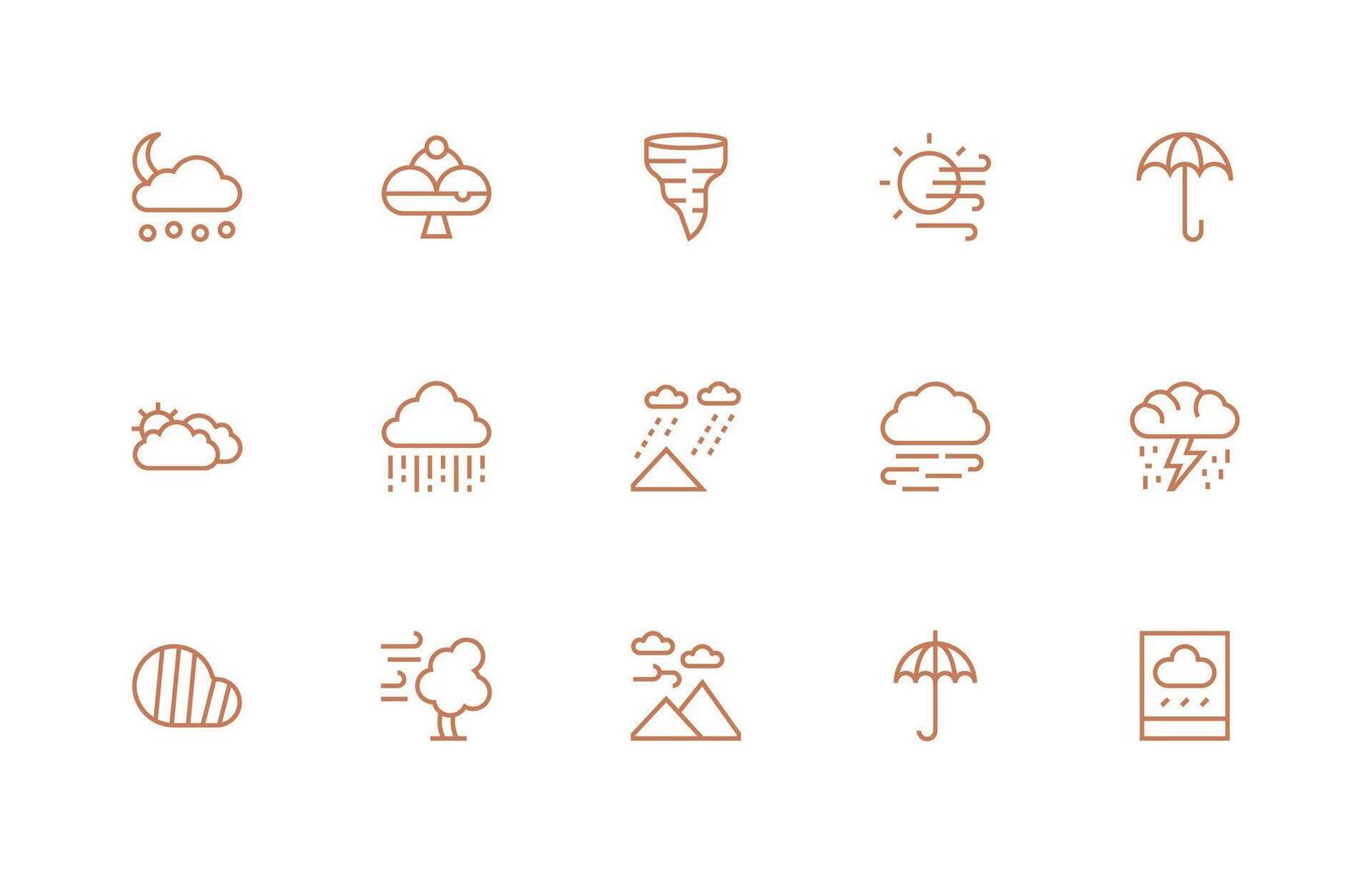 Storm featuring 15 Icons in Regular Line Design Well-Structured Icons for Creative Use vector