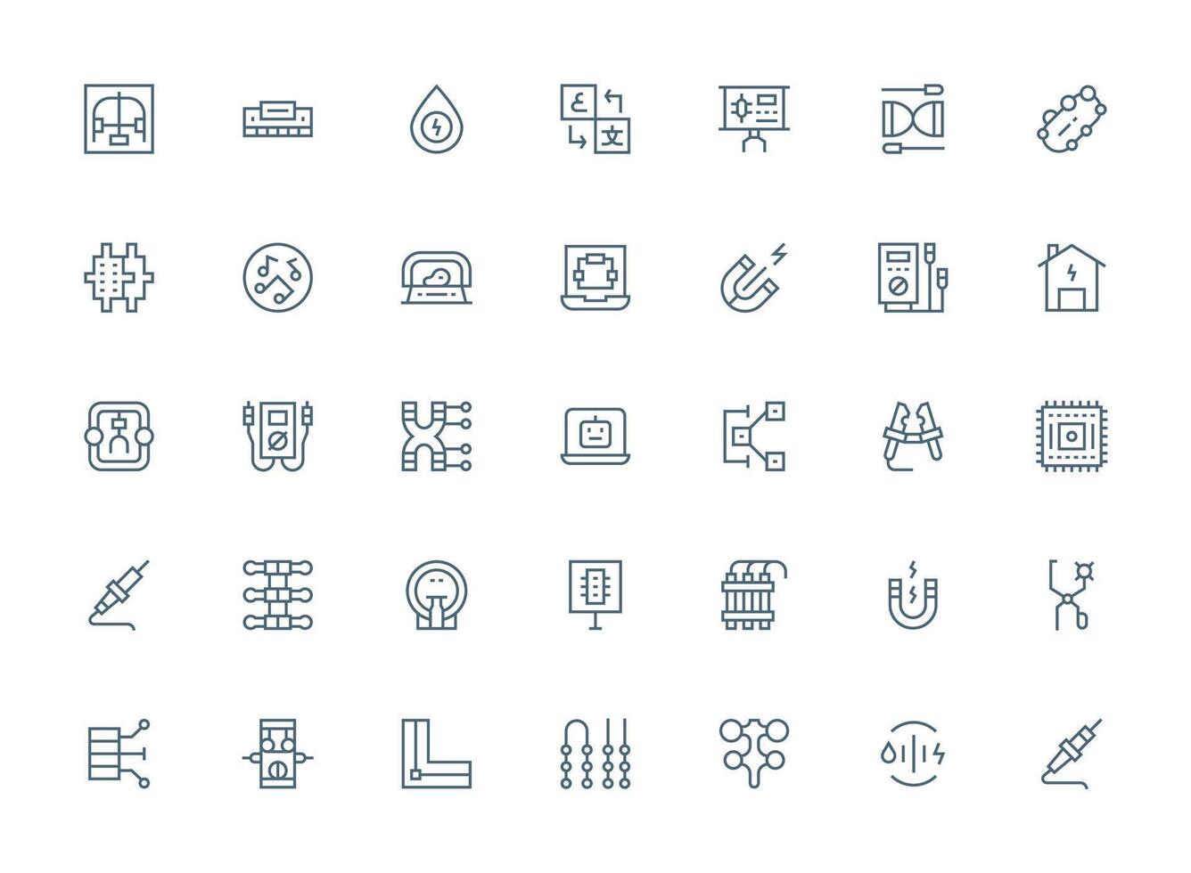 Regular Clean Line Icons from Circuit Set with 35 Vectors Design Icon Pack