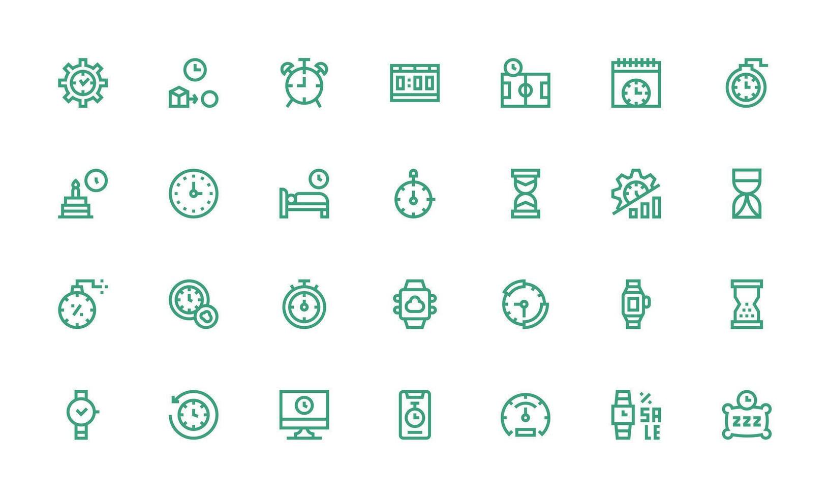 Clock Design Icons featuring 28 in Bold Line Style Interface Icons for Daily Use vector