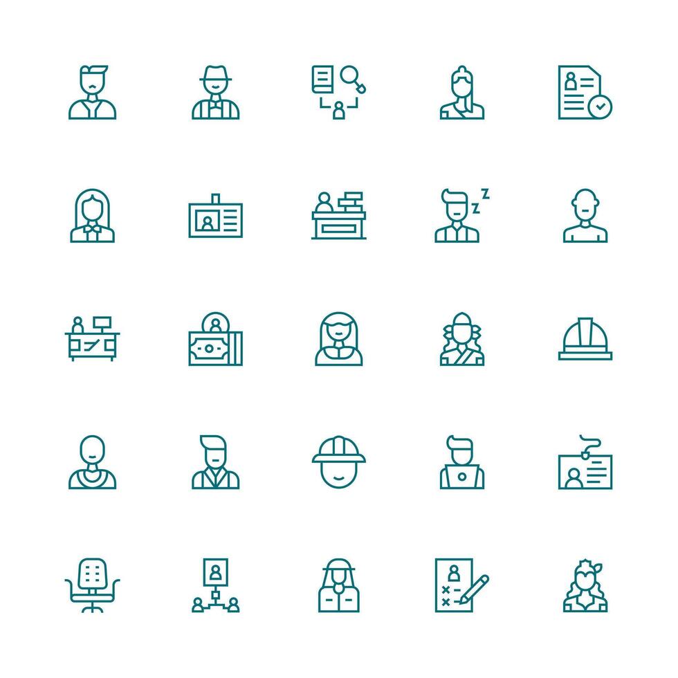 25 Icons for Employee in Medium Stroke Outline Format Well-Structured Icons for Creative Use vector