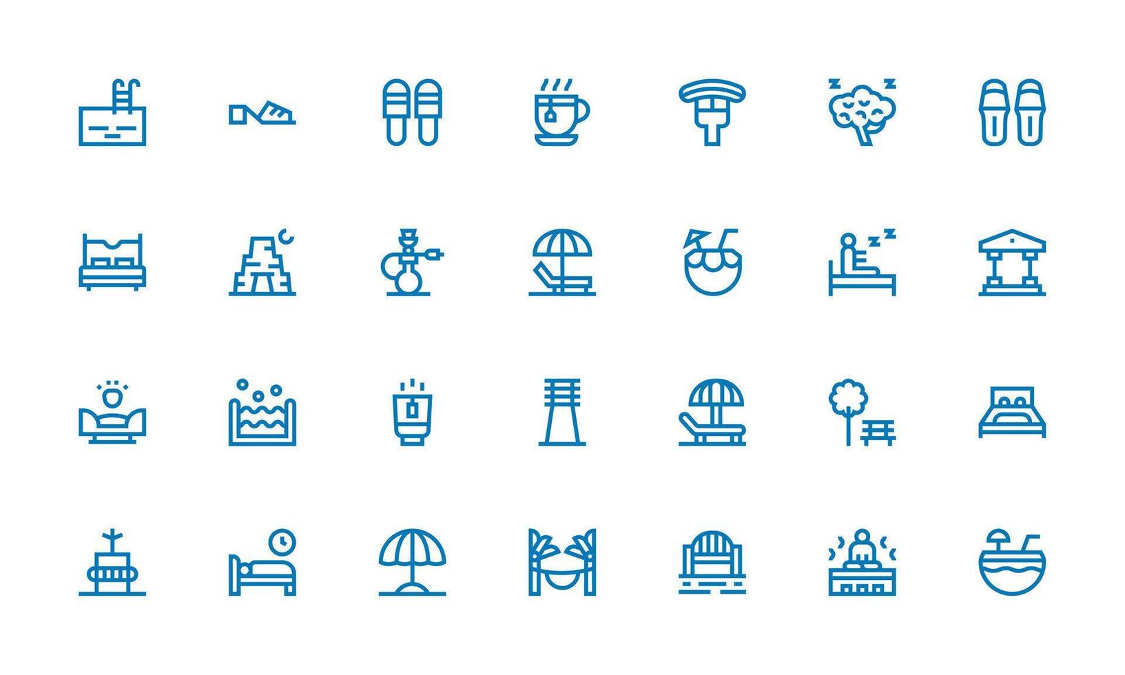 28 Bold Line Icons for Relaxation Graphics UI and UX Focused Icon Collection vector