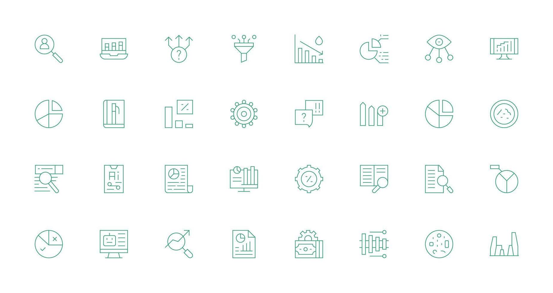 Data Analysis Icon Collection with 32 Thin Line Designs Reusable Icon Set vector