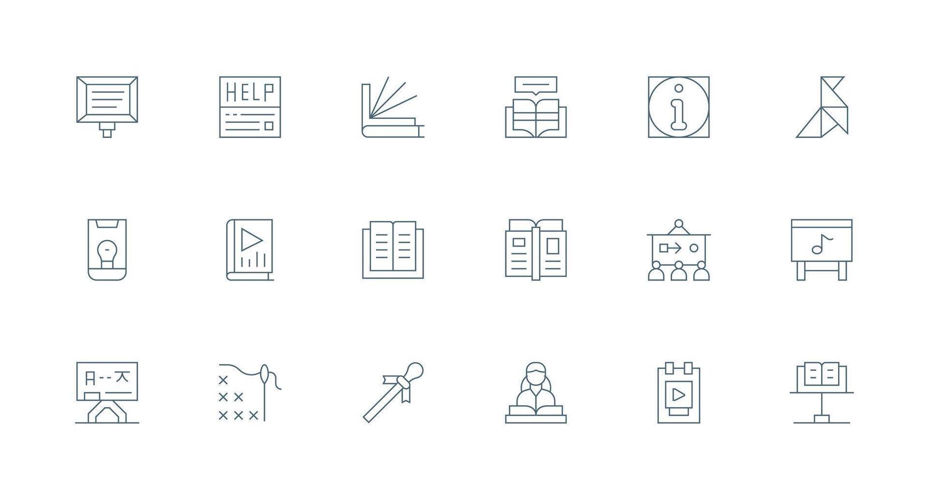 Tutorial Set with 18 Minimal Line Icons Essential Icon Set for Teams vector