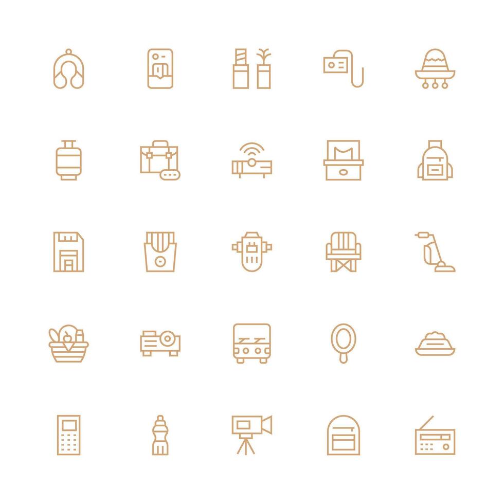 Portable Icon Set with 25 Medium Stroke Outline Graphics Core Icon Collection for Daily Tasks vector