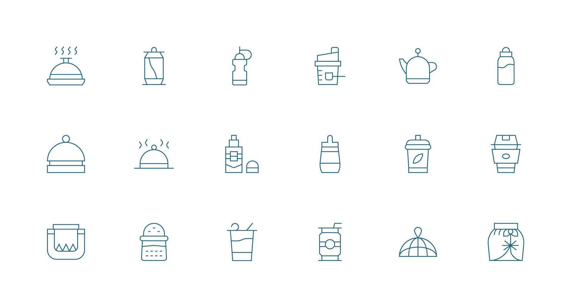 Lid Icon Set with 18 Minimal Line Graphics Flexible Icon System for Web Interfaces vector