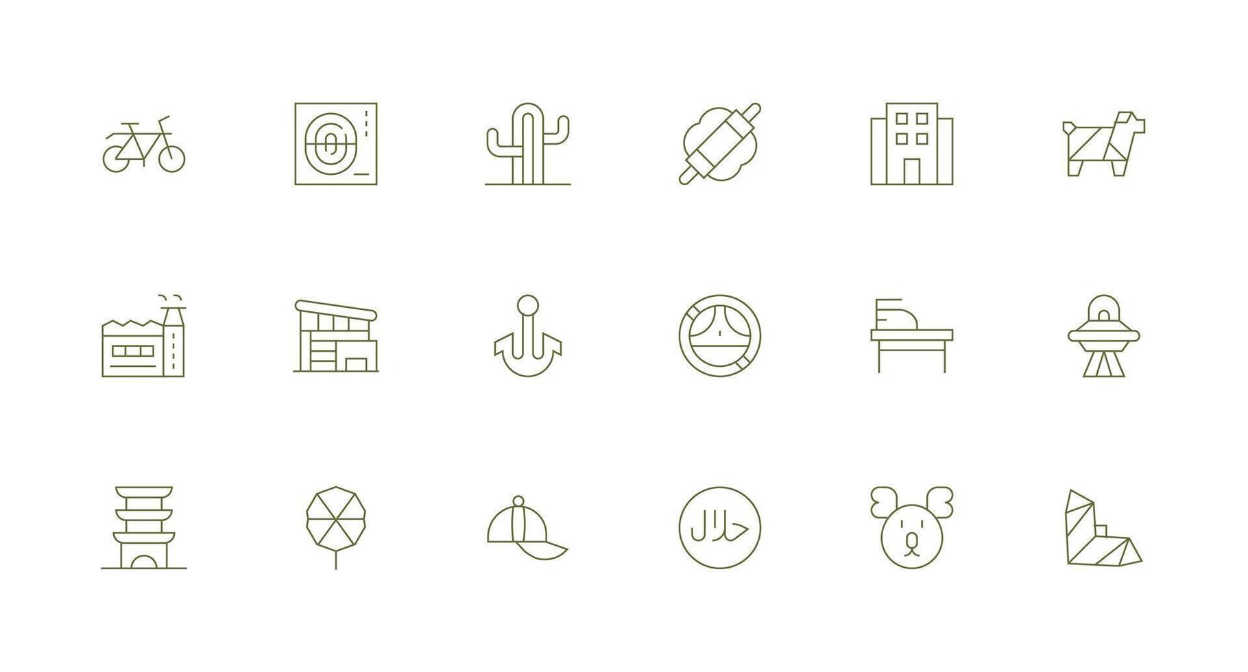 18 Icons for Flat in Minimal Line Format Multi-Style Icons for Creative Projects vector