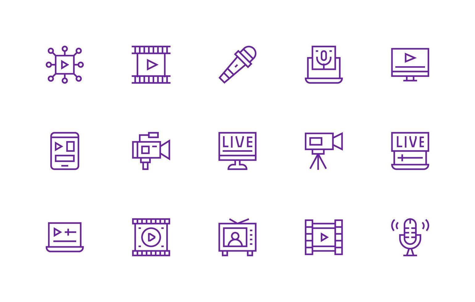 15 Regular Line Style Icons from Streaming Collection Reusable Icon Set vector