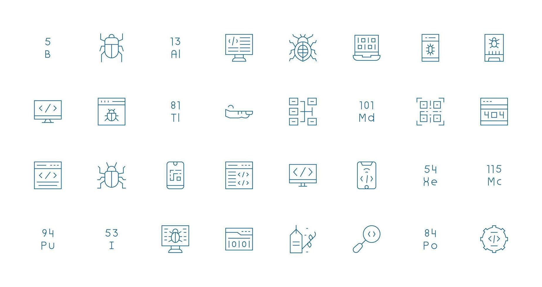 32 Thin Line Style Icons from Code Collection Design Ready Icon Set for Teams vector