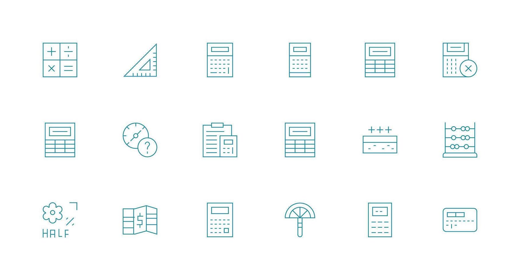 18 Minimal Line Icons for Calculation Graphics High-Resolution Icons for Any Platform vector